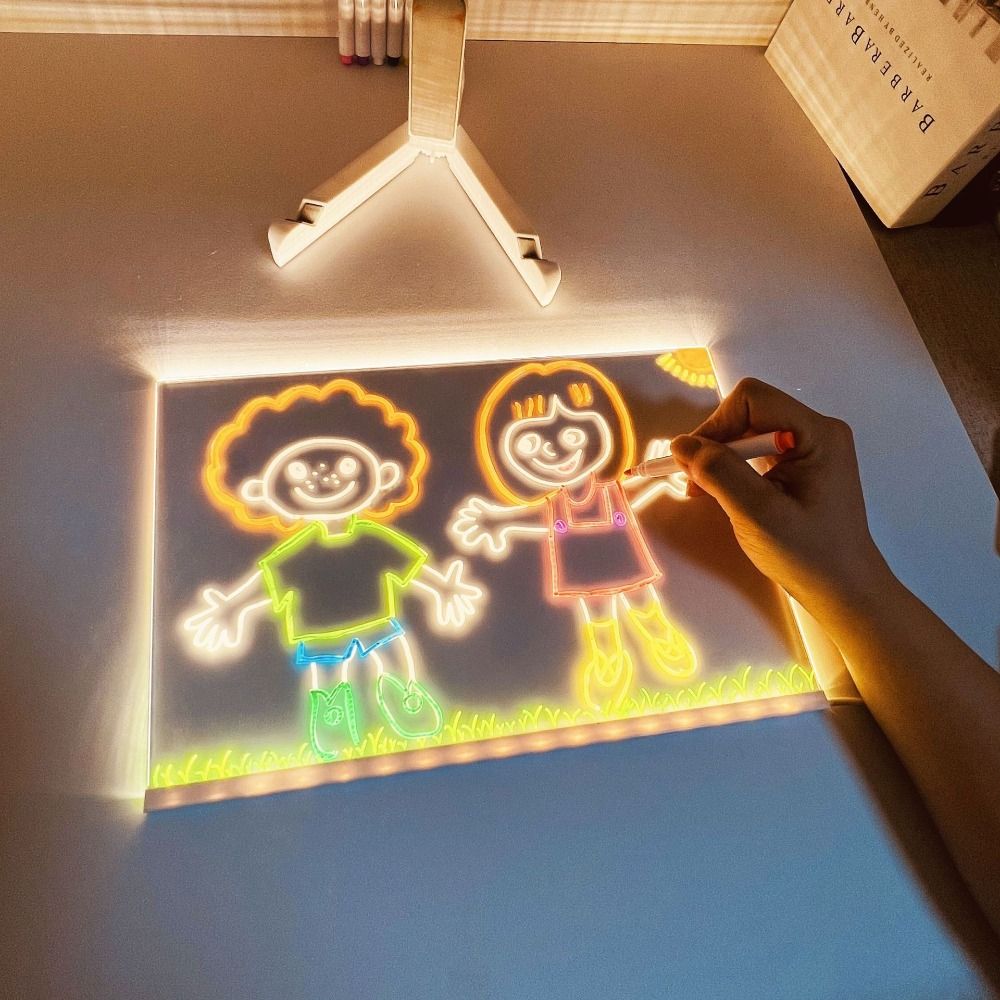 Acrylic Colorful LED Writing Board Erasable Kids Drawing Board USB Message Board  DIY
