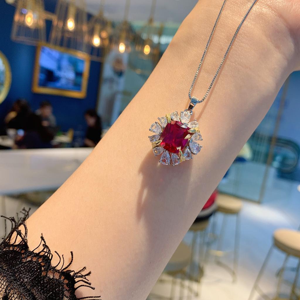 Jewelry Pendant Simulation Red Necklace Diamond Women'S Pendant Main Stone 10 * 12