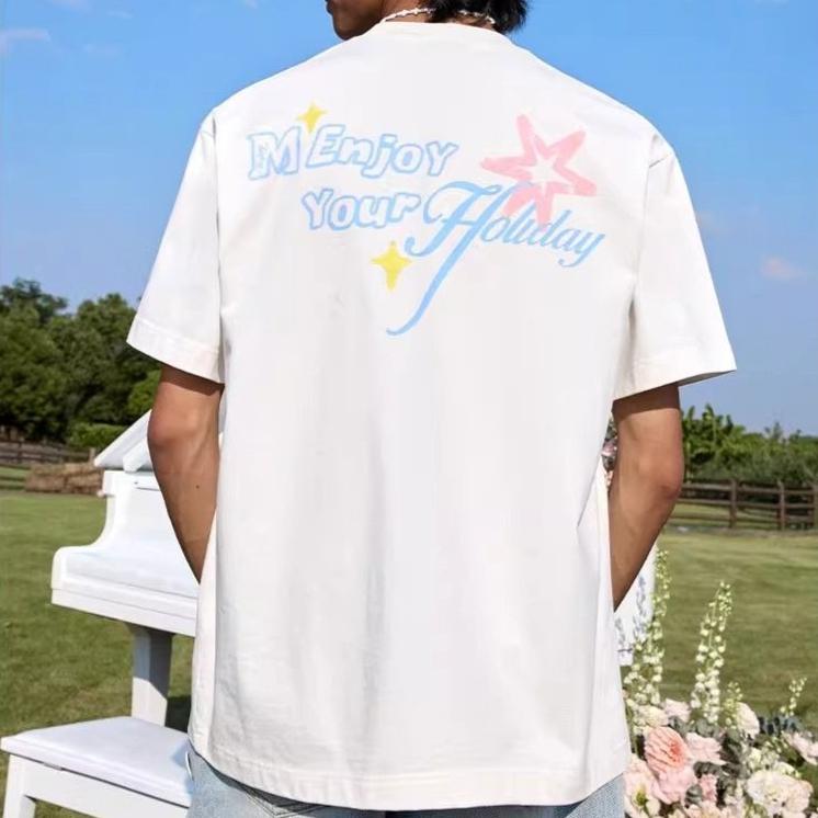 Sommer Reine Baumwolle Damen Lustiger Grafikdruck T-Shirt Harajuku O-Ausschnitt Übergroß Lässig Y2K Oberteile UNISEX T-Shirts Grau Weiß Streetwear