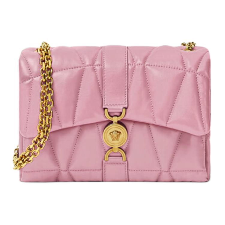 Versace Kleio Gold Metal Accessory Chain Shoulder Strap Lambskin Crossbody Bag Women Bags Pink 1015964-1A12973-1PG4V