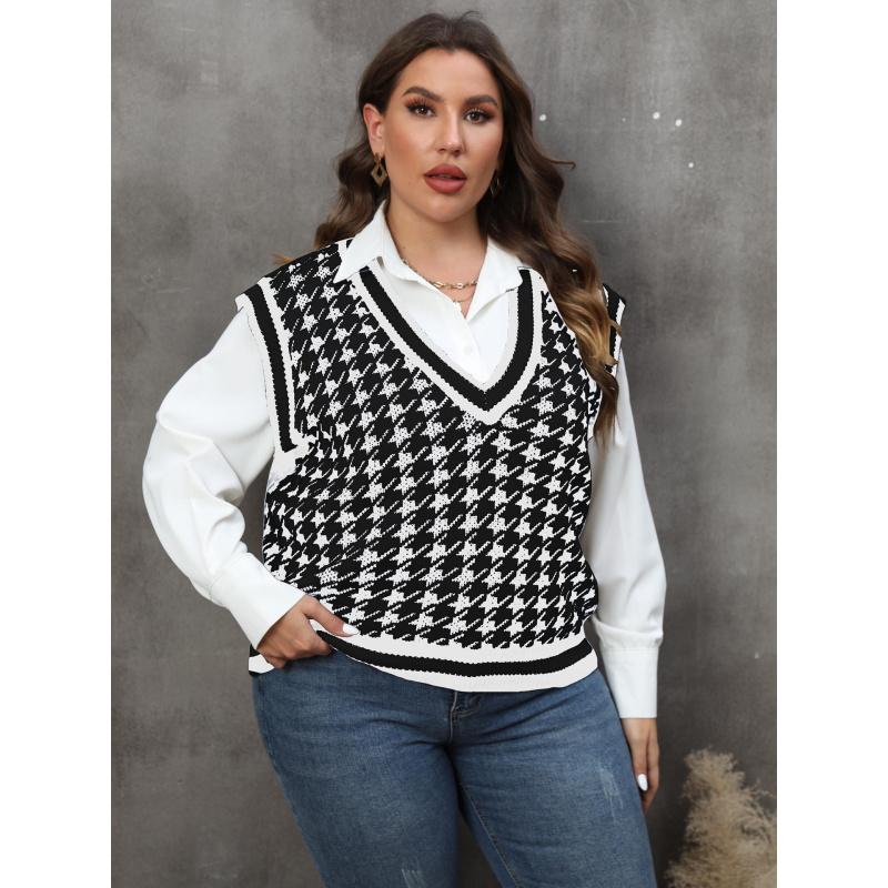 

Женский жилет большого размера, женская одежда, полосатый, контрастного цвета, пэчворк, гусиная лапка, повседневный жилет-топ 3XL белый