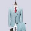 Men's Year-Round Solid Color Business Casual Two-Button Suit Three-Piece Set, Plus Size Options Available