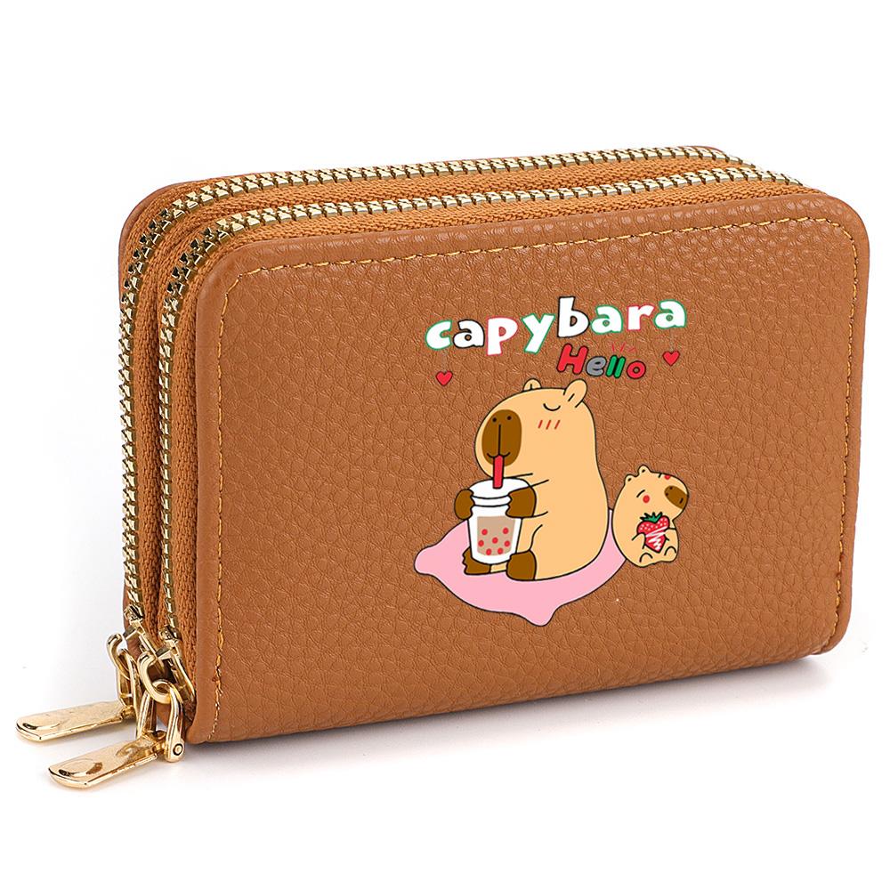 Капибара Женский Принтованный Милый Кошелек для Монет Кошелек для Карт на Молнии из ПУ Кожи для Повседневного Использования Женщинами 1098₽