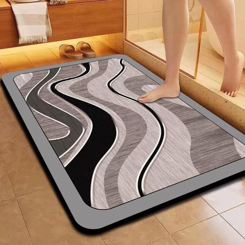 Badmatta av kiselgur - tjock, absorberande och snabbtorkande med halkfri gummibas för ingång till badrummet