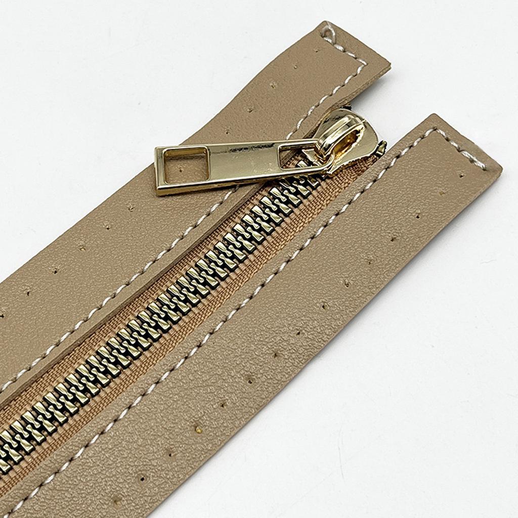 30cm PU Leather Zipper with Holes Metal Zipper DIY Zipper Replacement Hardware Zipper Accessories for Sewing Handbag
