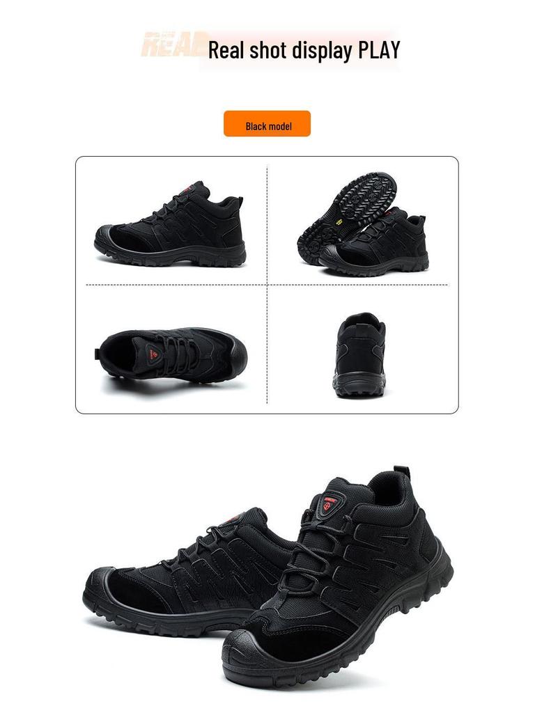 Scarpe di Sicurezza Nere da Uomo Coibentate Antiscivolo - Calzature con Costruzione Anti-Odore, Resistenti all'Usura, Anti-Schiacciamento, Anti-Perforazione
