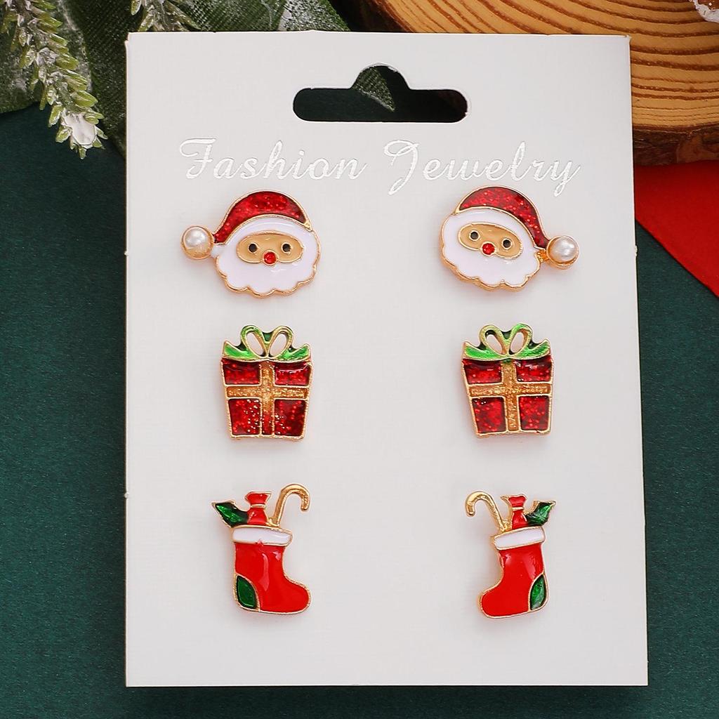 European & American Christmas Earrings: Santa, Snowman, Bells, Socks, Candy Canes - Holiday Gift Collection