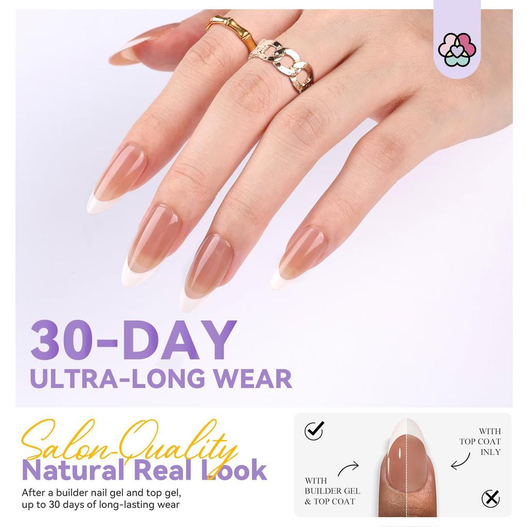 Saviland Nail Glue Gel Diamond Pink Nail Starter Gel Nail Fake Acrylic Thick UV Curing Nail Gel Fake Nail DIY Art Kit 4-in-1 Press-On Kit