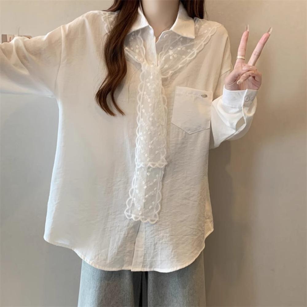 Translucence Lace Neck Guard Scarf Embroidery Flower Protect Neck Scarf Fake Collar Shawl  Female