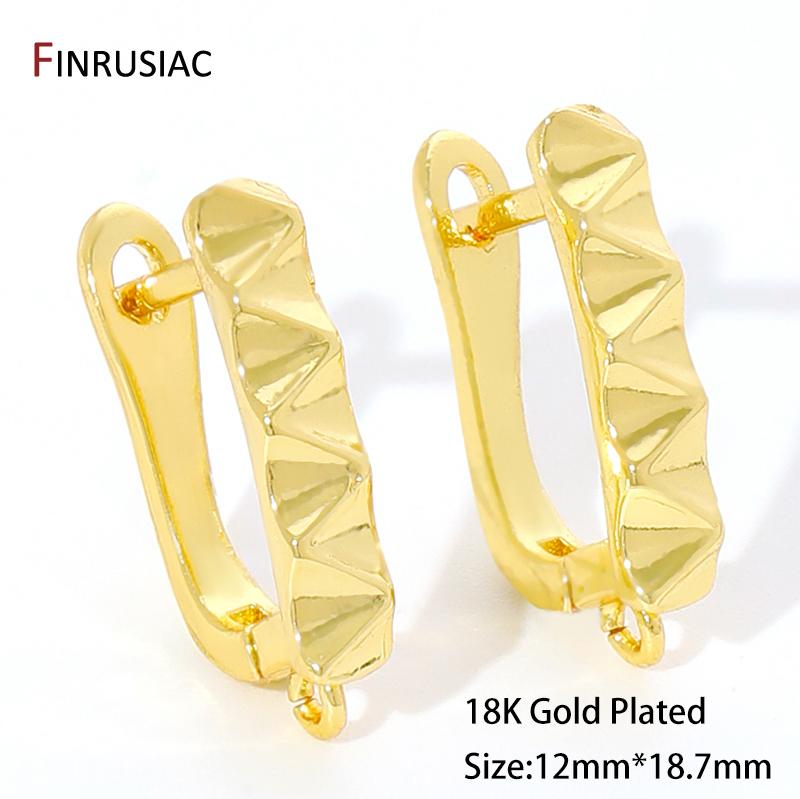 Trendy 18K Gold Plated Brass Hollow Basic Ear Wire Fastener Hooks Earring Fixtures For DIY Women s Earring Making Accessories 1 pair