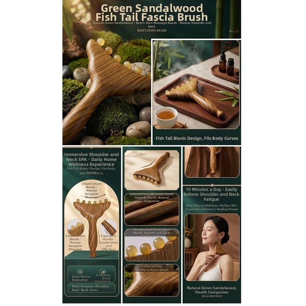 Sandalwood Meridians Massage Comb Copper/Horn Balls Lymphatic Drainage Massager Breast Massage