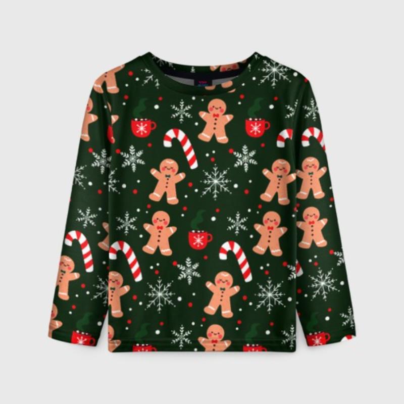 

Детские рождественские футболки с новогодним принтом, детские, унисекс, удобный модный топ с длинным рукавом 170