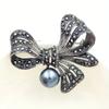 Rhinestone Black Flower Bow Tie Brooches For Women Vintage Elegant Large Brooch Pin Winter Coat Sweater Broches High Quality
