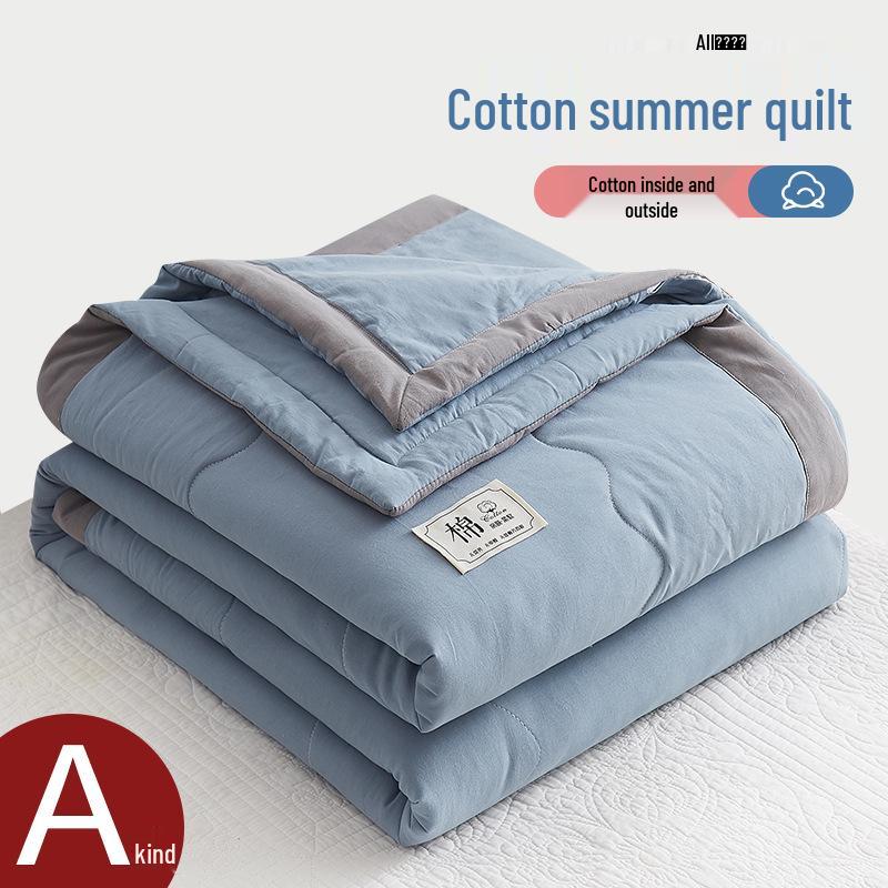 Cotton Solid Color Summer Quilt - Lightweight & Breathable for Dorms and Homes