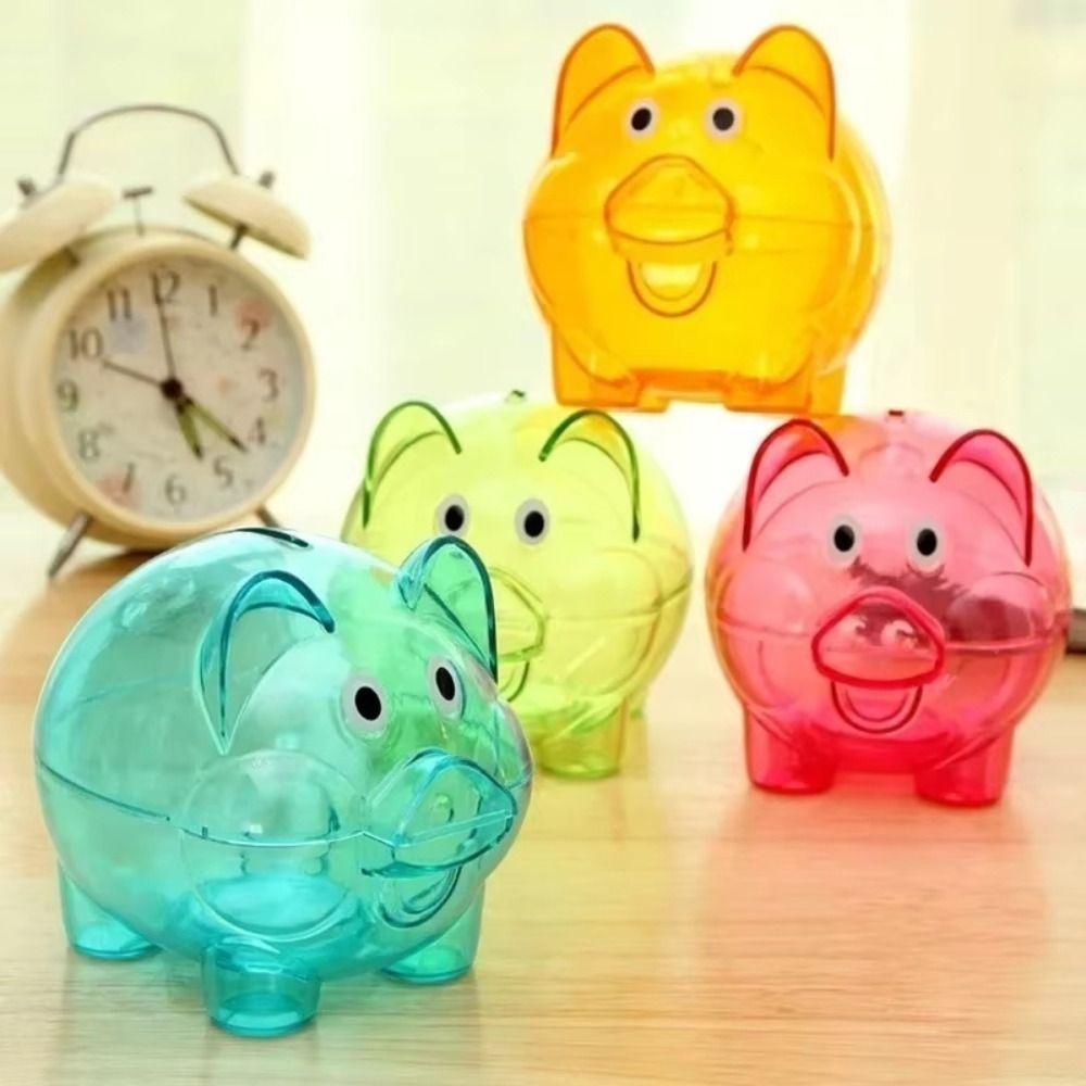 

Pig Shape Money Box Transparent Money Saving Box Gift Storage Bottl for Children рожевий червоний колір