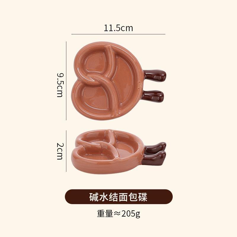 Hand Painted Underglaze Cute Saucer Creative Cartoon Bread Saucer Household Ceramic Dipping Saucer Vinegar Saucer Mustard Saucer