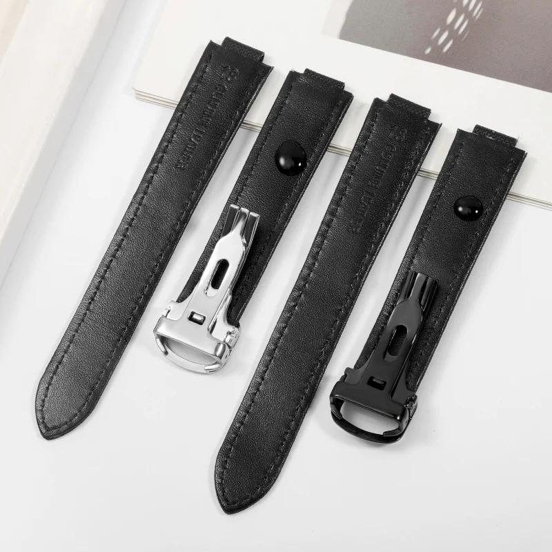 For Cartier Blue Balloon Nylon Canvas Belt Black Knight Watchband Convex Interface Men's Accessories Bracelet 20.12mm