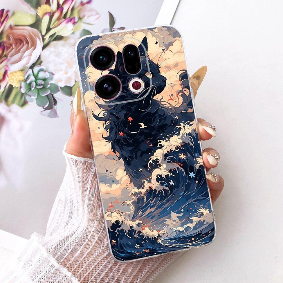 Clear For Oppo Find X9 Case Cover Cute Cat Fashion Butterfly Luxury Painted Soft Casing For Oppo CPH2797 PLJ110
