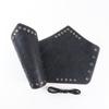 Medieval Men's PU Leather Black Shoulder Armor Set Printed Belt Cosplay Armor Accessories Printed Wristbands