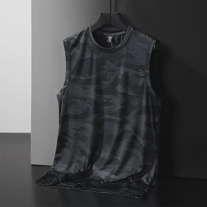 Men's 2023 Summer Quick-Dry Ice Silk Sports Vest - Loose Fit Sleeveless T-Shirt for Basketball & Fitness