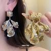 Metal Leaf Pendant Earrings Retro Minimalist Luxury Temperament Ear Jewelry