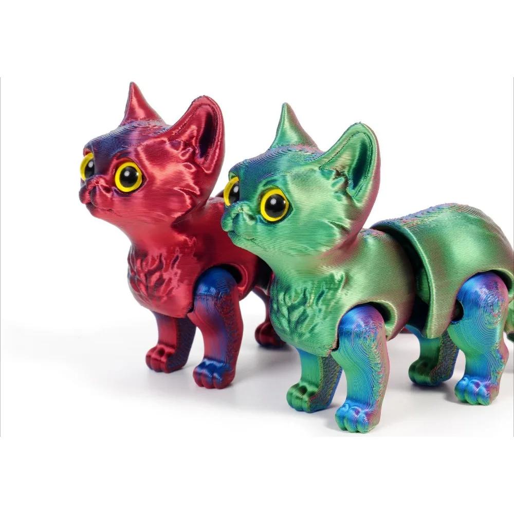 3D Printed Cute Cats Fidget Toys Tail Joint Movable Kawaii Kitten Room Decor Car Decoration Desktop Decorations Gifts To Friends