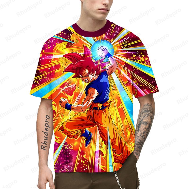 Anime Men's Streetwear Dragon ball T-Shirt Goku Super Saiya Clothing Tops Children's Harajuku Style Shirts 2024 Trend