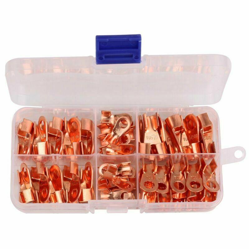 70x 5Type Auto Car Open Barrel Wire Crimp Connector Copper Ring Lug Terminal Kit