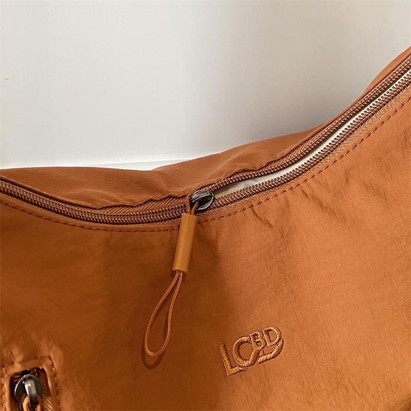Nylon Shoulder Bag Women Casual Everyday Tote Bag with Zipper Pockets and Adjustable Strap