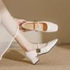 Vintage Mary Jane single shoes high heels autumn new square head thick heel commuting elegant women's single shoes