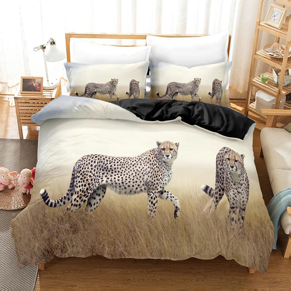 Leopard Print Soft Duvet Cover for King Plus Quen Sized Dimensions Bed, 3D Panther, Soft Duvet Cover,Quen Sized Dimensions,Double Warm Comforter