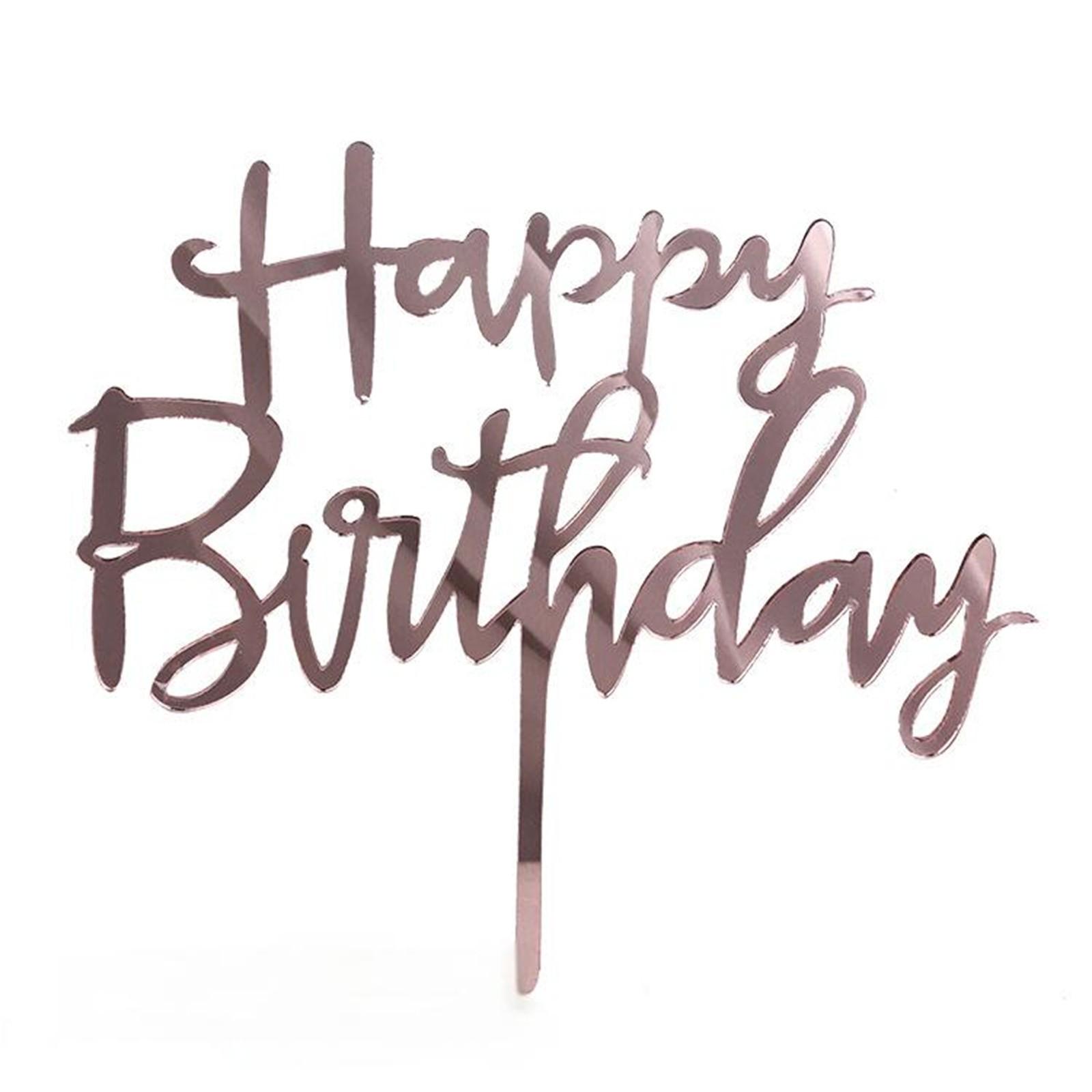 

10 шт. 1 комплект акриловых украшений для торта «С Днем Рождения» с золотым дизайном, украшения для торта на детский день рождения, украшение для десерта One Size розового золота