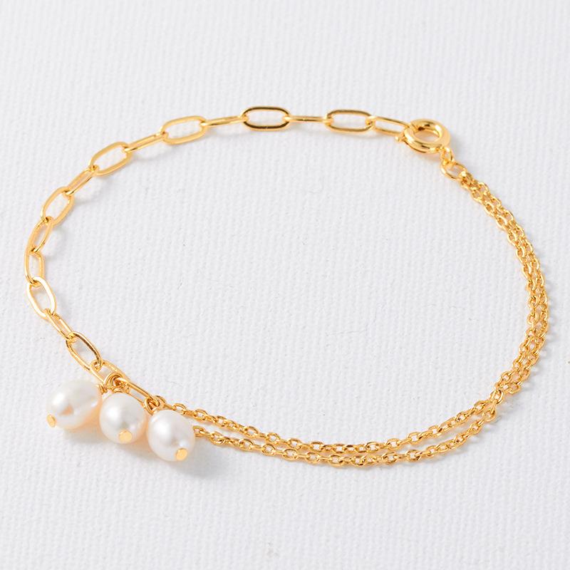 

Wind Wheat Ear Design Freshwater Pearl Necklace Clavicle Chain Copper Plated Real Gold Minimalist Temperament Necklace Female Versatile