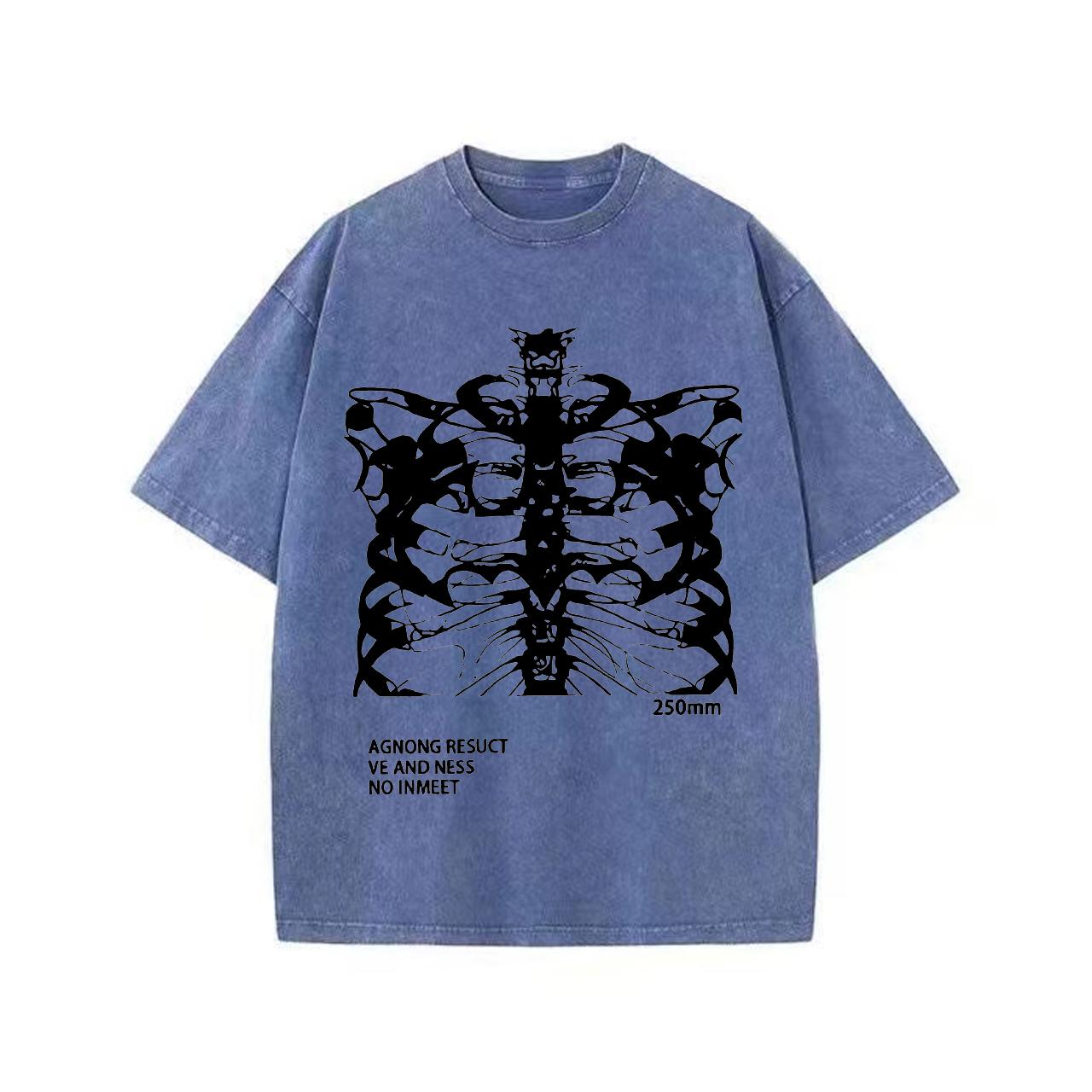 

Футболка Blsack Tops Skeleton Футболки высокого качества Летние свободные короткие рукава Одежда ретро стираные винтажные XL