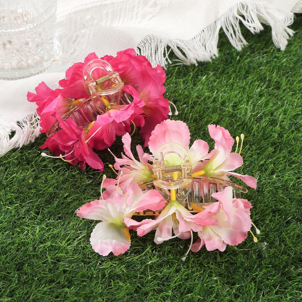 AWAYTR Magnolia Lily Hair Claws Artificial Floral Hair Clips Crab For Women Girl Gift Hair Accessories Valentine Headwear