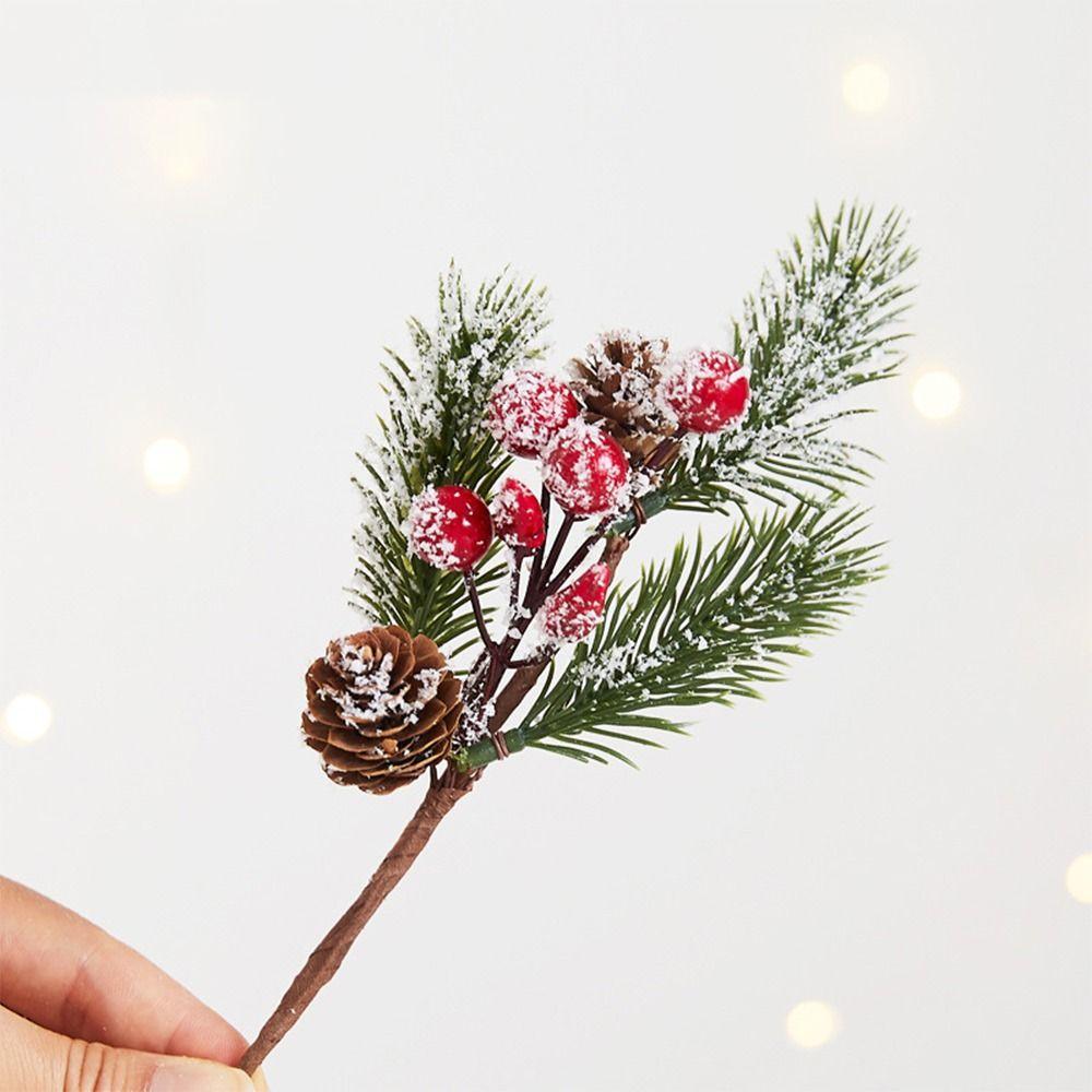Multicolor Christmas Pine Branches DIY Accessories Simulation Red Berries  Wedding Ornament