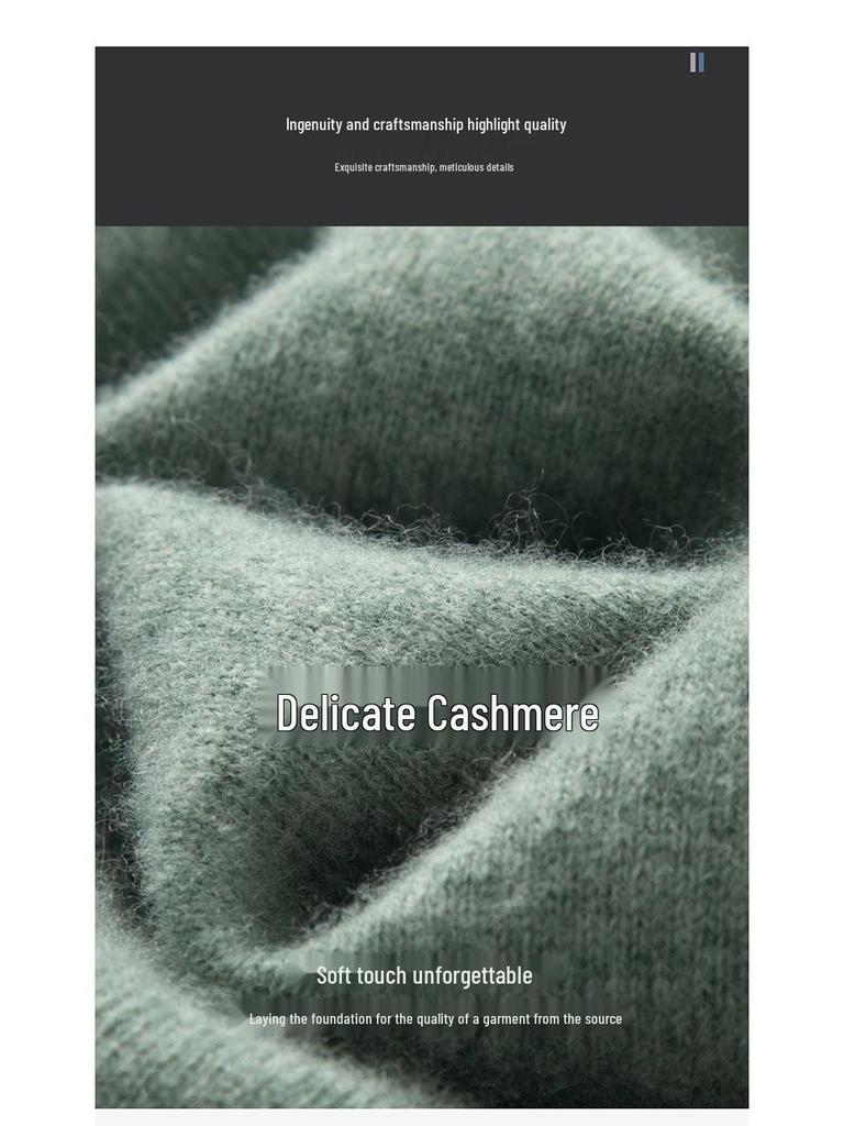 Men's Thick Warm Cashmere Sweater - Solid Color Round Neck Loose Fit