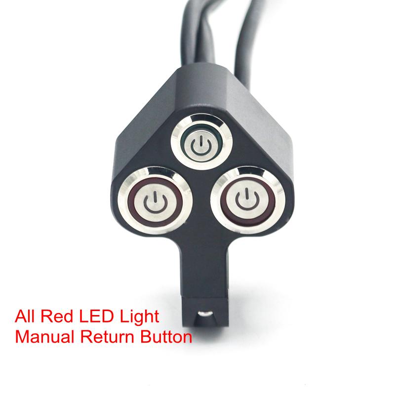LMoDri Motorcycle Switch 7/8" Handlebar Mount Switches 12V On Off Light Fog Brake Switch 3 Button In 1 Aluminum Alloy With