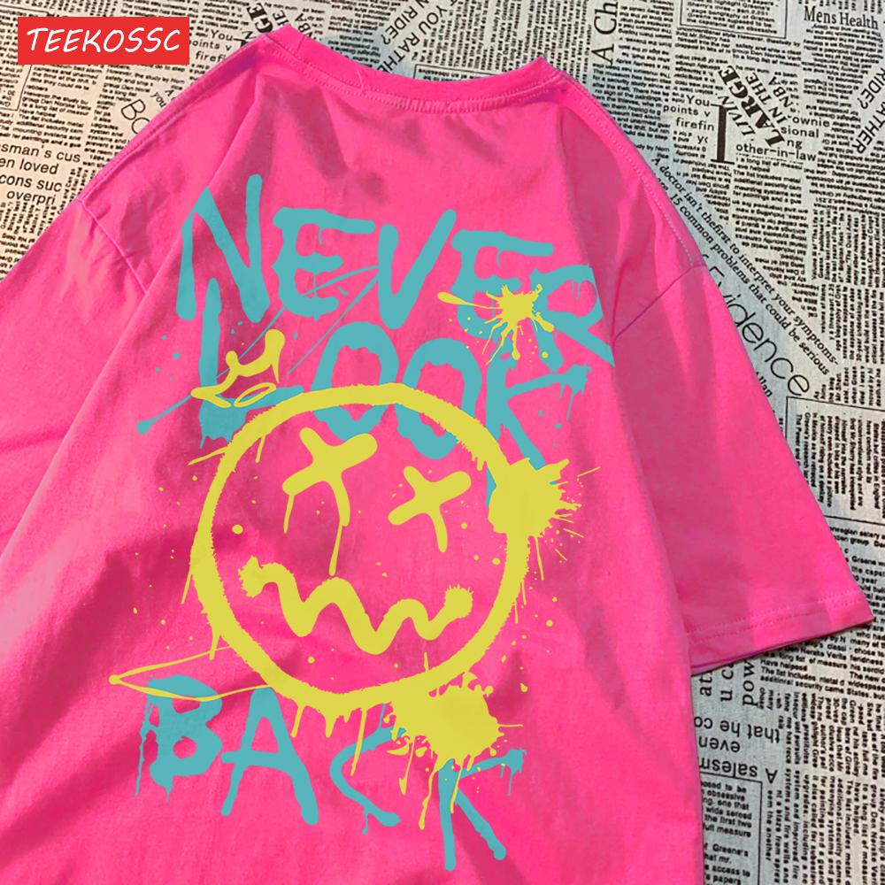 Never Look Back Printing T Shirts Machine Washable Cool Tees For Women Casual Sporty Tops Comfortable Cartoon Short Sleeve