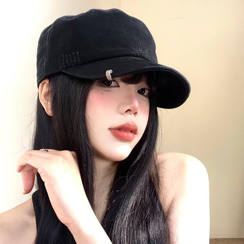 Suede pleated flat-top equestrian hat, new vintage vintage newsboy hat, casual versatile face-enhancing baseball cap