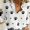 Cute Puppy Paw Print Heart Pattern Printed Shirt
