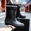 New Fashionable Men's Thickened Bottom Warm Waterproof Middle Tube Wear-resistant PVC Material Elastic Rain Shoes Outdoor Work