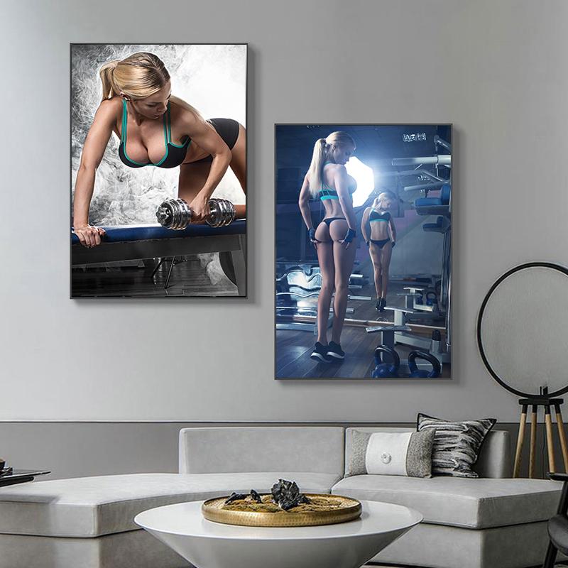 Sexy Bodybuilding Girl Muscle Fitness Poster and Prints Sports Canvas Painting Wall Art Picture for Gym Living Room Home Decor