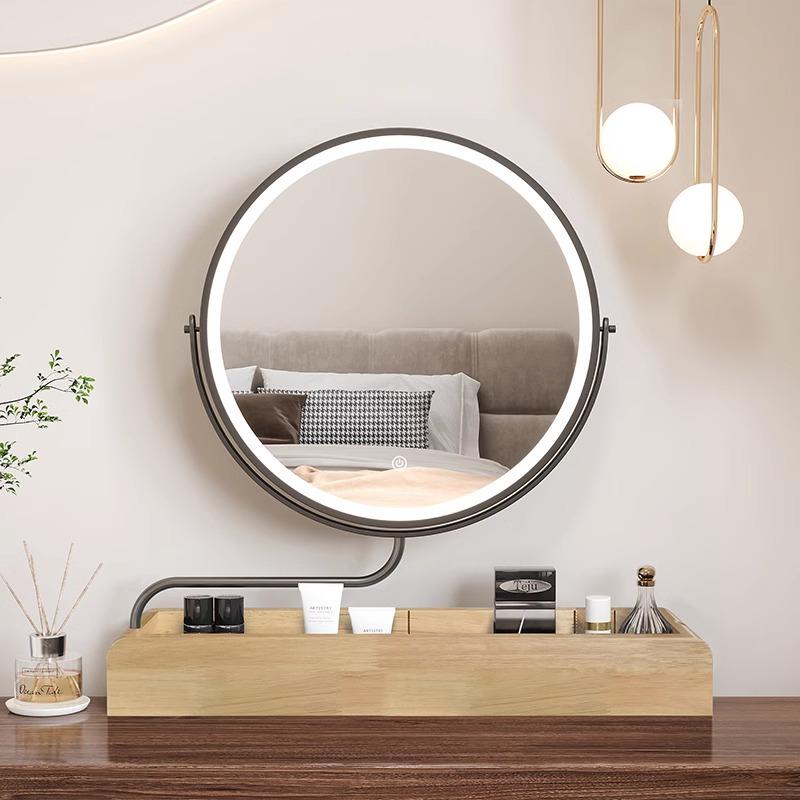 dressing table, storage box mirror, light luxury, rotatable, stretchable desktop makeup mirror integrated
