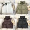 Zimowy damski płaszcz kamizelkowy pogrubiony wyściełany zapięcie na zamek błyskawiczny kołnierz stójka bez rękawów jednolity kolor wodoodporny zatrzymujący ciepło płaszcz puchowy na zewnątrz