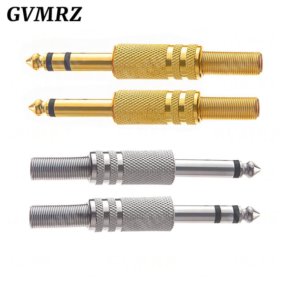 2PCS 6.35mm/6.5mm 2Pole Mono Amplifier Plug 6.35 Stereo Metal Microphone jack plug-in Audio Connector for KTV