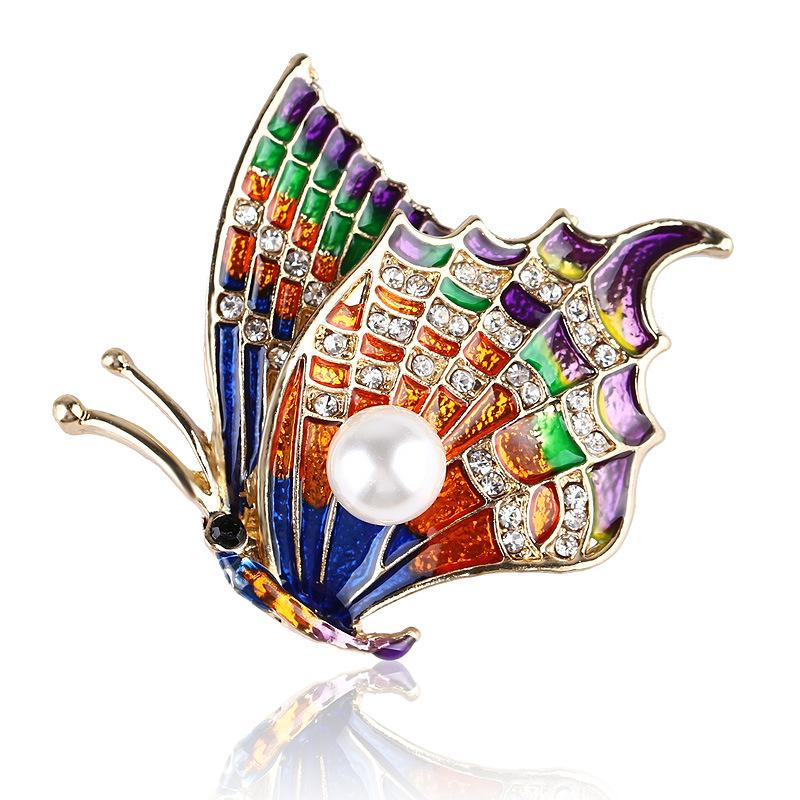 

Fashion Oil-dripping Alloy Enamel Butterflies Pearl Cute Insect Brooches Sober and Fashionable Clothing Accessories Brooch Jewelry