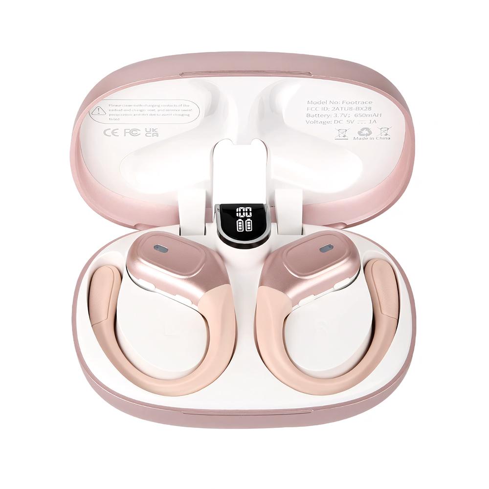 Wireless Bluetooth 5.4 Earbuds with Ear Hooks, 90H Playtime, ENC Noise Cancelling Mic, 3D Deep Bass, Semi-Open Sports Headphones for iOS & Android