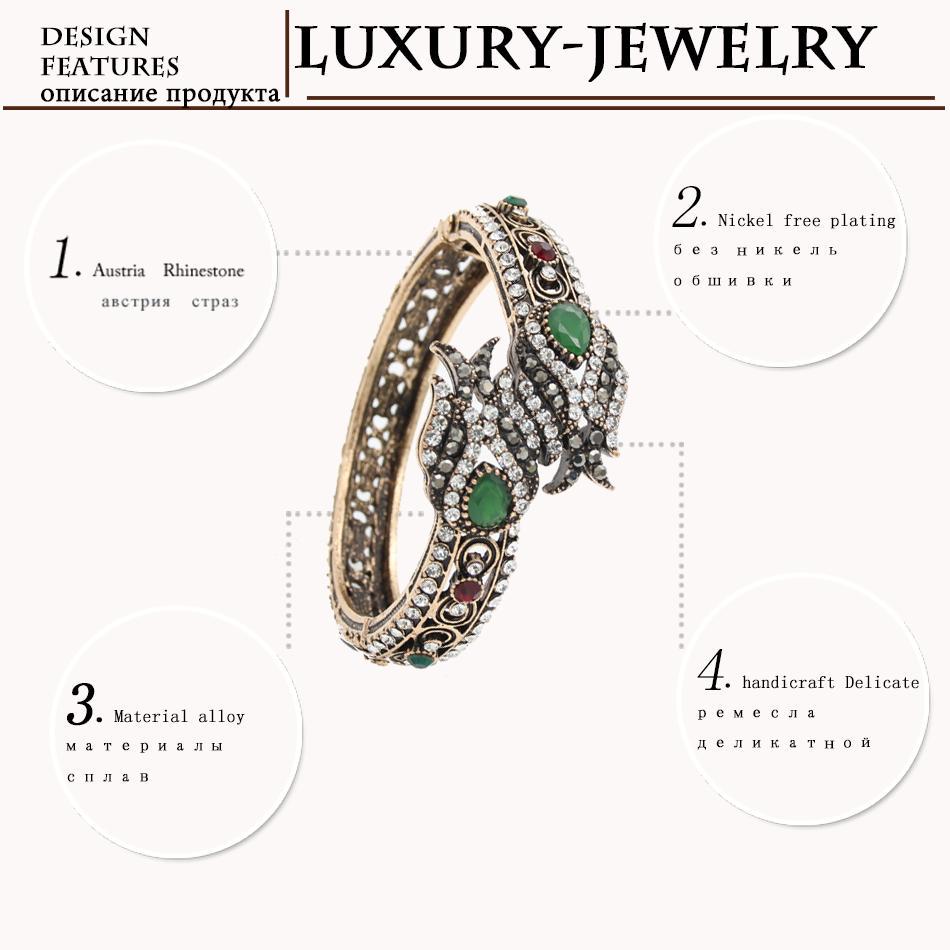 Luxusné turecké ženy Tulipány Kvetinový náramok Manžeta Starožitná zlatá Farba Živica Šperky Drahokam Náramok Dutý Arabesque Bijoux