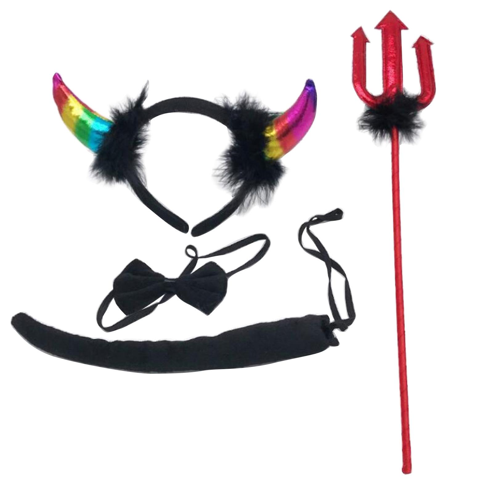Halloween Devil Costumes Devil Horn Headband,Red Pitchforks Tail Demons Costumes Accessories for Halloween Cosplay Party 2